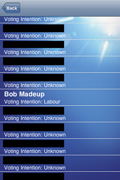 Address book list with updated voting intentions